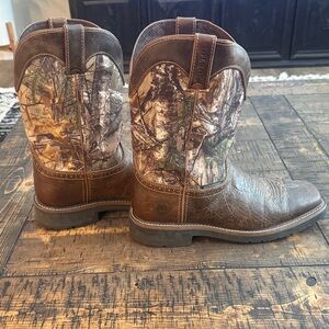 Justin Camo and Brown Western Work Boots WATERPROOF